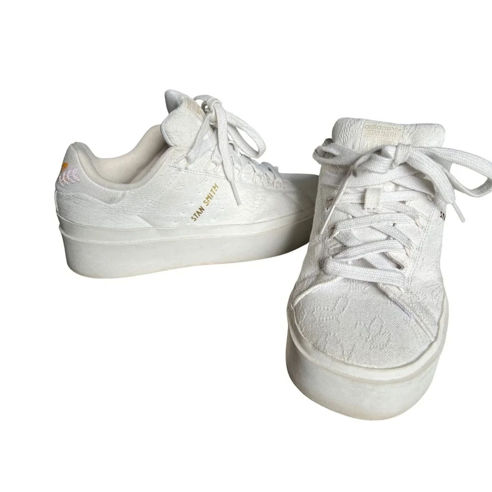 Adidas Stan Smith Platform Floral Embroidered White Sneakers Shoes‎ Womens